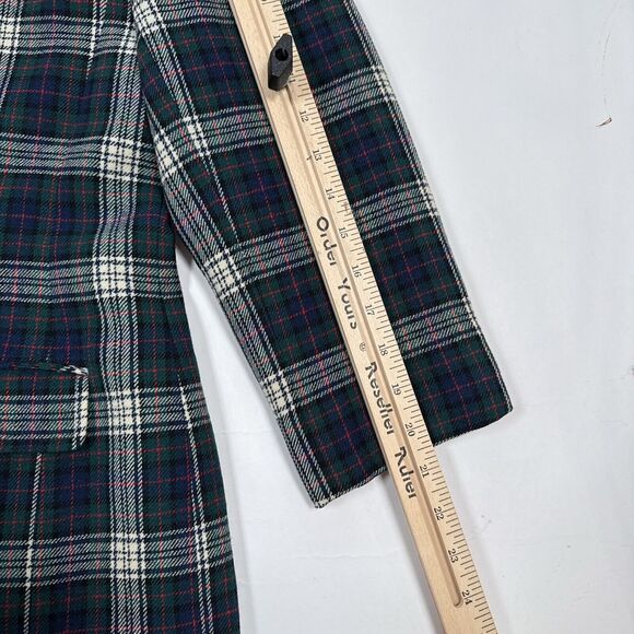 Pendleton Blazer Jacket Womens Size 12 Green Red Plaid Holidays Christmas Wool - Picture 10 of 10
